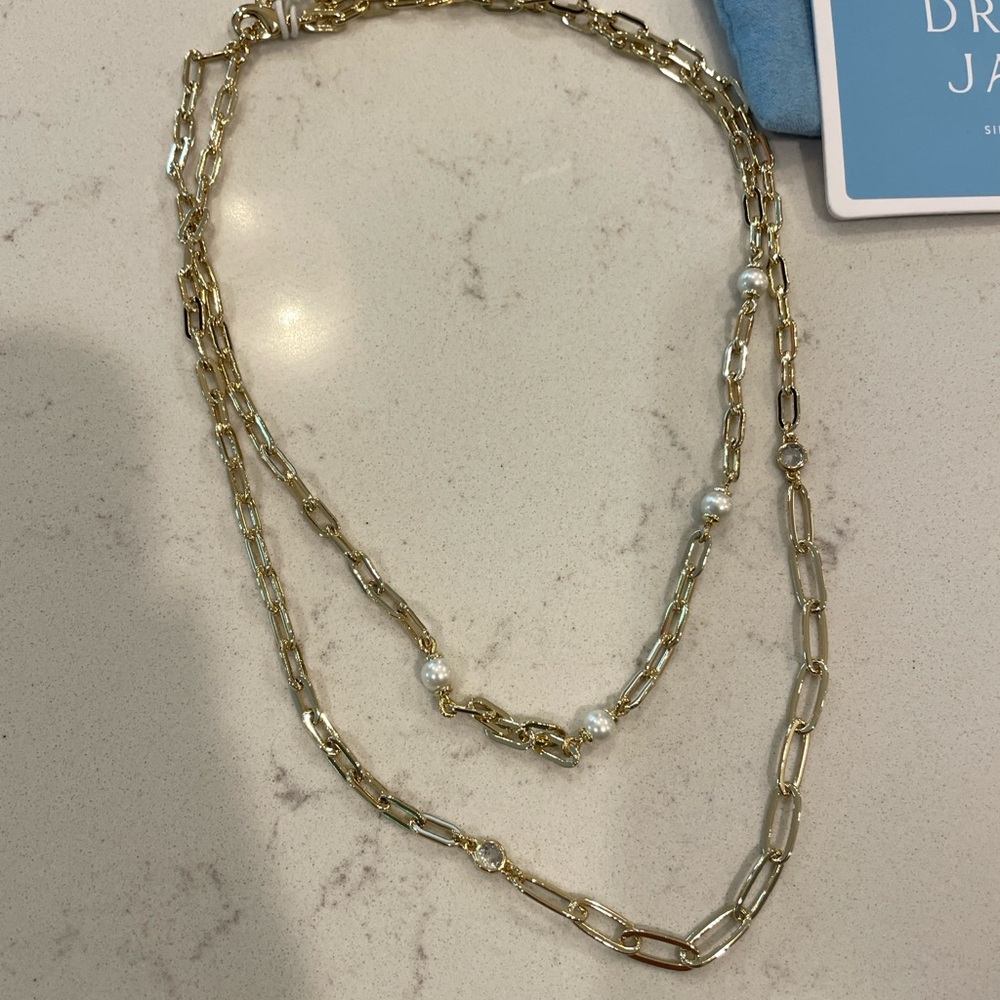 Draper James Gold Chain Necklace with Pearls